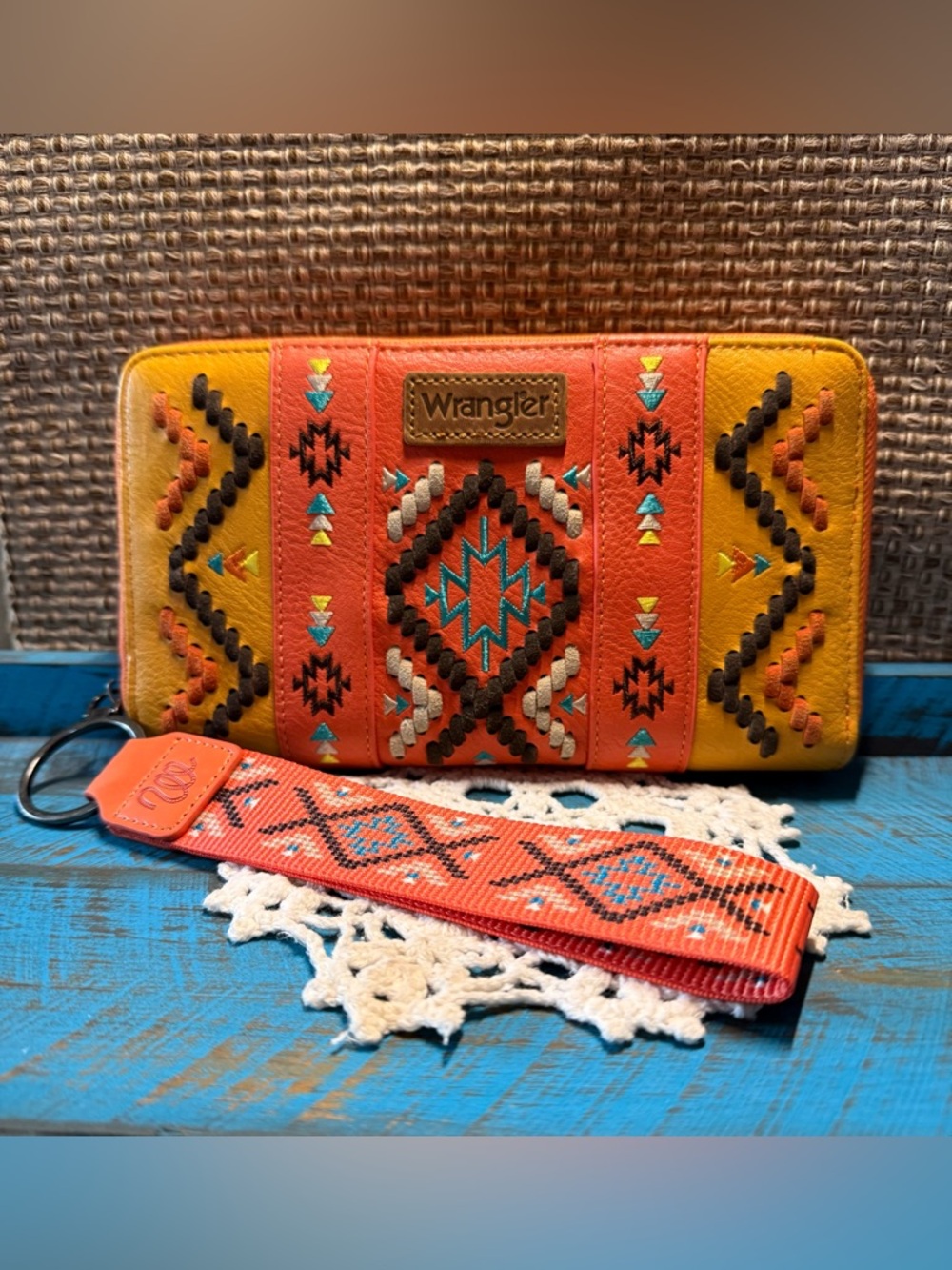 Wrangler Aztec Embroidered Wallet-Wristlet